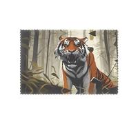 HJFCZH Serious Tiger Lot de 6 sets de table pour table de salle à manger et banquets faciles à nettoyer à température ambiante pour une utilisation durable