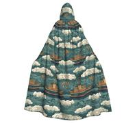 HJFCZH Ships in the Clouds Prints Halloween Cape à capuche pour adulte pour diverses fêtes et carnaval