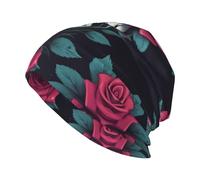 HJFCZH Sugar Horror Skull Flowers Rose Picture Bonnet tricoté élastique chaud pour homme et femme