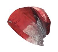 HJFCZH Tai Chi Abstrait Motif Imprimé Adulte Chapeau Tricoté, Chapeau Haricot Décontracté Chapeau Elastique Sans Bord Unisexe Noir