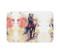 HJFCZH Tapis à ourlet imprimé cheval aquarelle 40 x 60 cm - Housse de bain en polyester durable avec dos antidérapant pour salle de bain, coiffeuse et suites d'invités