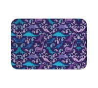 HJFCZH Tapis à ourlet imprimé dinosaure de dessin animé 40 x 60 cm - Housse de bain en polyester durable avec dos antidérapant pour salle de bain, coiffeuse et suites d'invités