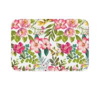 HJFCZH Tapis à ourlet imprimé fleurs d'hibiscus 40 x 60 cm - Housse de bain en polyester durable avec dos antidérapant pour salle de bain, meuble-lavabo et suites d'invités