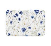 HJFCZH Tapis à ourlet imprimé floral dessiné à la main 40 x 60 cm - Housse de bain en polyester durable avec dos antidérapant pour salle de bain, meuble-lavabo et suites d'invités
