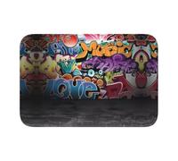 HJFCZH Tapis à ourlet imprimé graffiti hip-hop 40 x 60 cm - Housse de bain en polyester durable avec dos antidérapant pour salle de bain, coiffeuse et suites d'invités