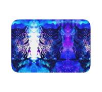 HJFCZH Tapis à ourlet imprimé hibou bleu 40 x 60 cm - Housse de bain en polyester durable avec dos antidérapant pour salle de bain, meuble-lavabo et suites d'invités