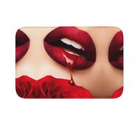 HJFCZH Tapis à ourlet imprimé lèvres rouges 101,6 x 152,4 cm - Housse de bain en polyester durable avec dos antidérapant pour salle de bain, coiffeuse et suites d'invités