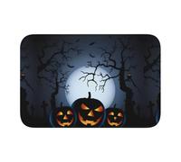 HJFCZH Tapis d'Halloween avec ourlet imprimé citrouilles 101,6 x 152,4 cm - Housse de bain en polyester durable avec dos antidérapant pour salle de bain, coiffeuse et suites d'invités
