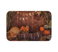 HJFCZH Tapis d'ourlet imprimé citrouilles d'automne 40 x 60 cm - Housse de bain en polyester durable avec dos antidérapant pour salle de bain, coiffeuse et suites d'invités