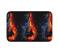 HJFCZH Tapis d'ourlet imprimé guitare Ice and Fire 40 x 60 cm - Housse de bain en polyester durable avec dos antidérapant pour salle de bain, coiffeuse et suite d'invités