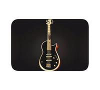 HJFCZH Tapis d'ourlet imprimé guitare noire 40 x 60 cm - Housse de bain en polyester durable avec dos antidérapant pour salle de bain, coiffeuse et suite d'invités