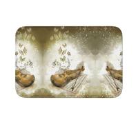 HJFCZH Tapis ourlé imprimé papillon et violoncelle 40 x 60 cm - Housse de bain en polyester ultra absorbant pour salle de bain, coiffeuse et suite d'invités - Antidérapant et facile d'entretien