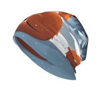 HJFCZH The Fox Watching The Snow Picture Bonnet tricoté élastique chaud pour homme et femme Noir