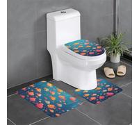 HJFCZH The Happy World of Little Fish Lot de 3 tapis de salle de bain antidérapants pour toilettes, coiffeuse et toilettes