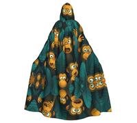 HJFCZH The Silent Monkey Pattern Halloween Cape à capuche pour adulte Super Large Cape à capuche avec nœud papillon, sans fermeture éclair