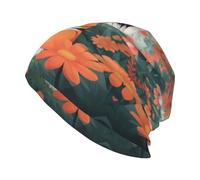 HJFCZH Tiger in The Flower Garden Picture Bonnet en tricot pour adulte - Bonnet extensible doux et confortable pour homme et femme - Noir