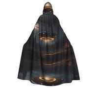 HJFCZH Ufo At Night Picture Cape à capuche pour adulte pour Halloween, jeu de rôle