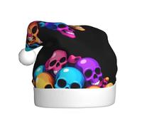 HJFCZH Un tas de crânes colorés chapeau de Noël durable pour adulte pour Halloween, Noël, Nouvel An