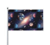 HJFCZH Universe Planet Prints Drapeaux de décoration d'extérieur en polyester vif pour cour, terrasse et fête 0,9 x 1,5 m