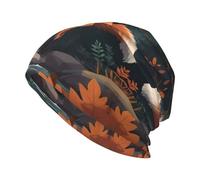 HJFCZH Wilderness Fox Art Bonnet tricoté pour adulte Convient pour les hommes et les femmes, casquette sans bord, chaud, toutes saisons, noir