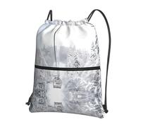 HJFCZH Winter Old Cable Ski Lift Prints Sac à dos zippé avec cordon de serrage - Sac de gym léger et résistant à l'eau pour voyage, sport et yoga - Housse pliable durable avec poche avant