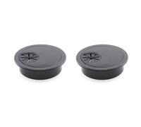 HJGarden Lot de 2 caches de gestion des câbles de bureau - Diamètre du trou : 50 mm - Noir - ABS décoratif - Convient pour casiers et armoires murales