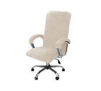 HJGUI Housse de Chaise de Bureau en Velours pour Ordinateur, Protection de Fauteuil, Noir, avec accoudoir, pour Gamer, 2024, Beige, XL (69, 80 cm)