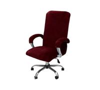 HJGUI Housses de Chaise de Bureau en Velours pour Ordinateur, Protection de Fauteuil, Noir, avec accoudoirs, pour Gamer, 2024, Rouge vin, L (58 69 cm)