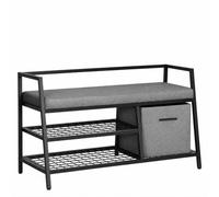 hjh LIVING Banc avec tiroir et coussin de siège, banc à chaussures noir/gris