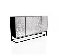 hjh LIVING Buffet avec Deux Portes Doubles, sans poignées METALLIO Commode pour Salon entrée, Armoire de Rangement 140 x 37 x 80 cm, argenté