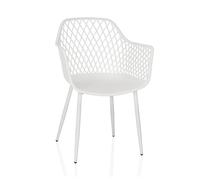 hjh LIVING Chaise Coque avec accoudoirs, résistante aux intempéries BEGIO L Chaise en Plastique in- et Outdoor pour Jardin, terrasse ou Salle à Manger, Blanc