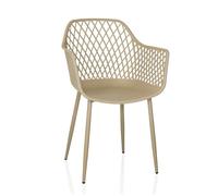 hjh LIVING Chaise Coque avec accoudoirs, résistante aux intempéries BEGIO L Chaise en Plastique in- et Outdoor pour Jardin, terrasse ou Salle à Manger, Beige