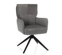 hjh LIVING Chaise de Salle à Manger pivotante avec accoudoirs, rembourrée TARUGO Chaise rembourrée avec Tissu en Velours côtelé et Pieds en métal, Gris