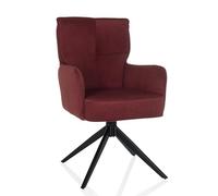 hjh LIVING Chaise de Salle à Manger pivotante avec accoudoirs, rembourrée TARUGO Chaise rembourrée avec Tissu Velours côtelé et Pieds métal, Bordeaux