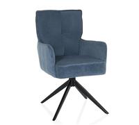 Chaise de salle à manger / chaise pivotante TARUGO Tissu bleu hjh LIVING Bleu