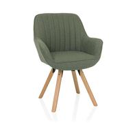 hjh Living Chaise de salle à manger pivotante Scandi Soft avec accoudoirs et pieds en hêtre confortablement rembourré, housse en tissu menthe