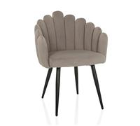 hjh Living Chaise de Salle à Manger rembourrée avec Dossier en Forme de Coquillage - en Velours - avec Pieds en métal - Gris