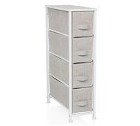 hjh LIVING Commode avec 4 tiroirs en Tissu FOLDRESS S 20x48x76 cm Commode à tiroirs Organisateur, Patins réglables en Hauteur, Structure métallique, Gris