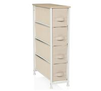 hjh LIVING Commode avec 4 tiroirs en Tissu FOLDRESS S 20x48x76 cm Commode à tiroirs Organiseur, Pieds réglables en Hauteur, Structure métallique, Beige