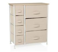 hjh LIVING Commode avec 7 tiroirs en Tissu FOLDRESS L 73x63,5x30 cm Commode à tiroirs Organisateur, Patins réglables en Hauteur, Structure métallique, Beige