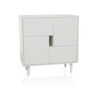 hjh LIVING Commode avec tiroirs et Portes LYKKJA Armoire de Rangement pour Salon Chambre Couloir, 72x39,5x77 cm, Blanc