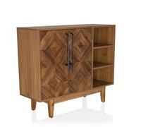 hjh LIVING Commode en Bois à Chevrons SANTJAGO Wood L Commode avec 2 Portes et 3 Compartiments Ouverts, Meuble de Rangement 95 x 32 x 79,5 cm