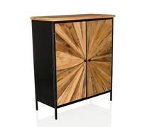 hjh LIVING Commode en Bois Massif, Double Porte SANTJAGO Black Sun XL Armoire Haute pour Salon Chambre Couloir, Rangement 80 x 34,5 x 94 cm