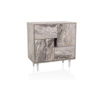 hjh LIVING Commode LYKKJA avec tiroirs et portes, 72x39,5x77 cm, Blanc/marbre