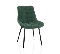 hjh LIVING Elaris Chaise de salle à manger rembourrée moderne avec revêtement en tissu, rembourrage matelassé et structure en métal solide avec patins en plastique, bleu pétrole