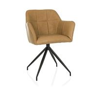 hjh LIVING Elverum SPU Chaise de salle à manger avec accoudoirs, assise rembourrée avec revêtement en cuir synthétique de qualité supérieure, pieds en acier, cognac