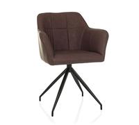 hjh LIVING Elverum SPU Chaise de salle à manger rembourrée avec accoudoirs et revêtement en cuir synthétique de qualité supérieure et pieds en acier Marron foncé