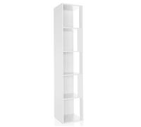 hjh LIVING Étagère d'angle Verticale avec 5 Compartiments KALAG S Bibliothèque Étagère d'angle Peu encombrante, Fixation Murale Incluse, 31,5 x 31,5 x 160 cm, Blanc