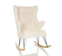 hjh LIVING Fauteuil à Bascule rembourré MAPOON Tissu Teddy, Relaxation avec accoudoirs, pour Salon/Chambre, Blanc