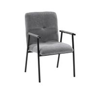 hjh LIVING Fauteuil relax avec dossier réglable, chaise rembourrée, gris | Chaise de salle à manger rembourrée, dossier pliable